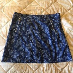 Daily Sports Blue Paisley Women's Golf Skirt with Built in Shorts, Skort Size 14